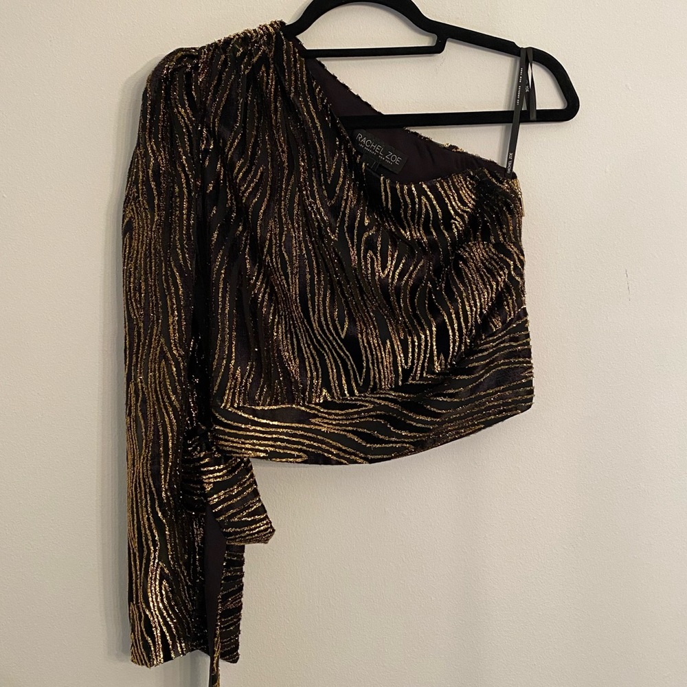 Rachel Zoe Parish Velvet Burnout One Shoulder Top